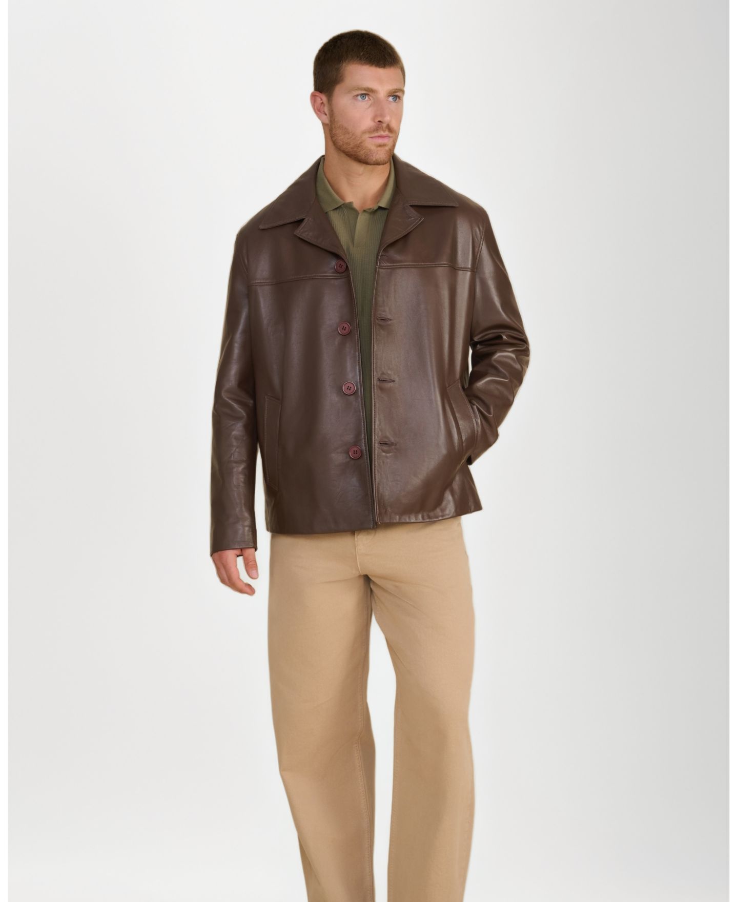 Мужской пиджак Furniq UK Axel Relaxed Leather Blazer, Created for Macy's, цвет: Коричневый — фото 4