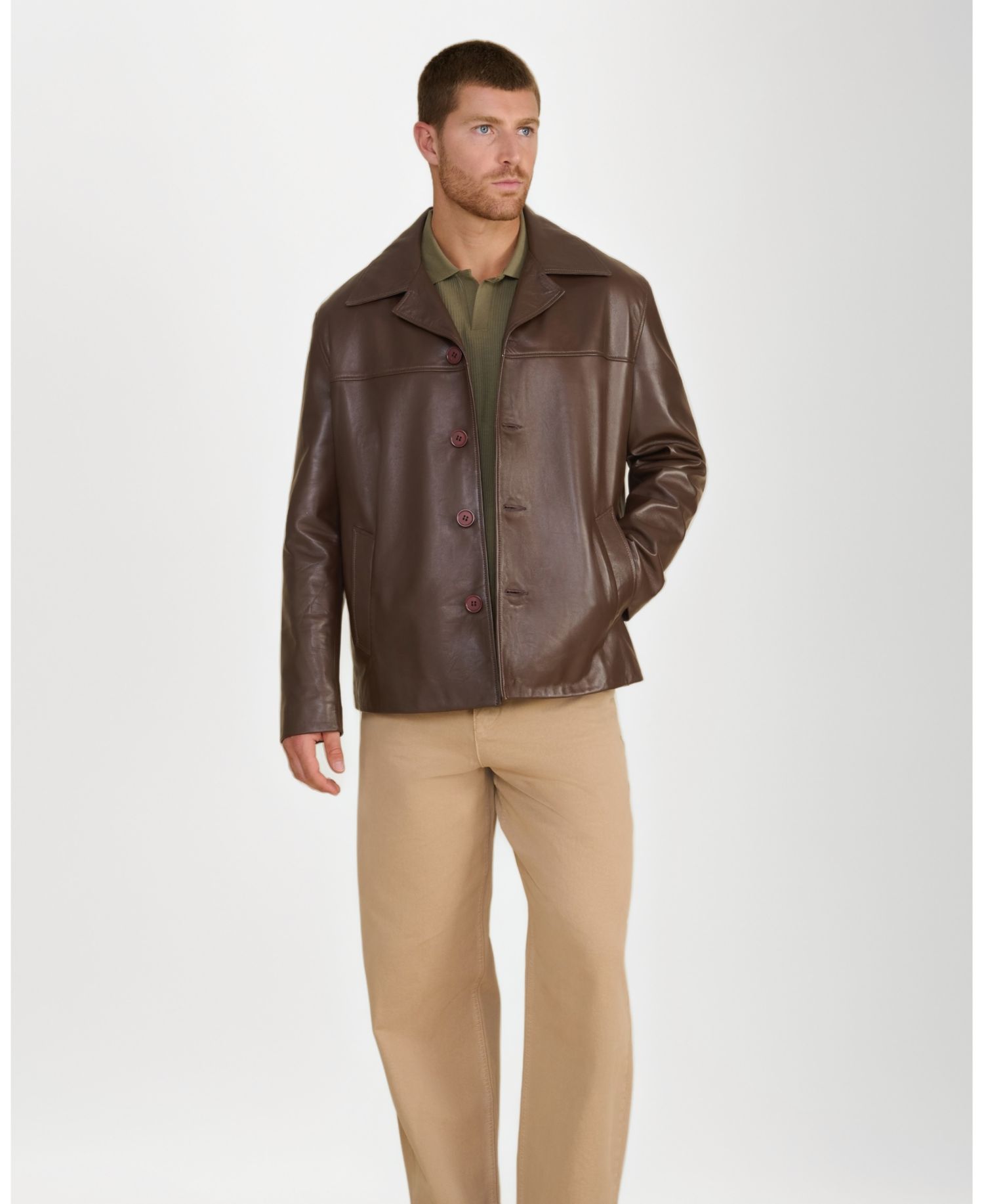 Men's Axel Relaxed Leather Blazer, Created for Macy's