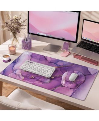 Extended Desk Blotter Set With Wrist Support And Coaster For Office Gaming Workspace