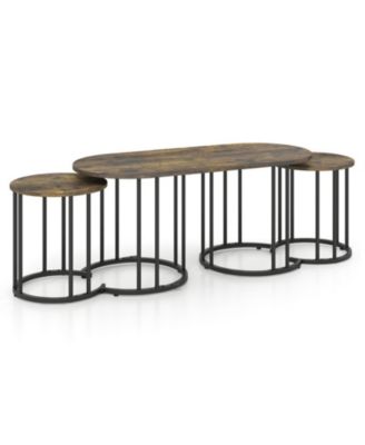 3-Piece Nesting Coffee Table Set with Faux Marble Tabletops
