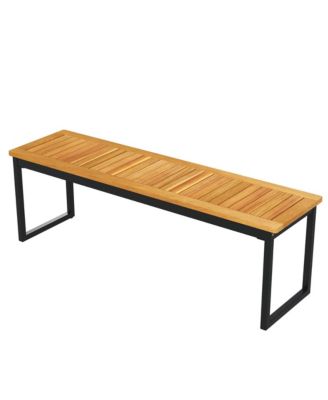 51" Wooden Outdoor Bench Patio Dining Bench with Acacia Wood Seat