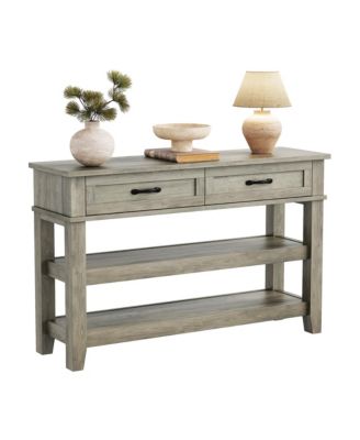 47.2" Industrial Console Table with 2 Drawers, 3-Tier Metal Entryway Sofa Table, Seamless Screw Design