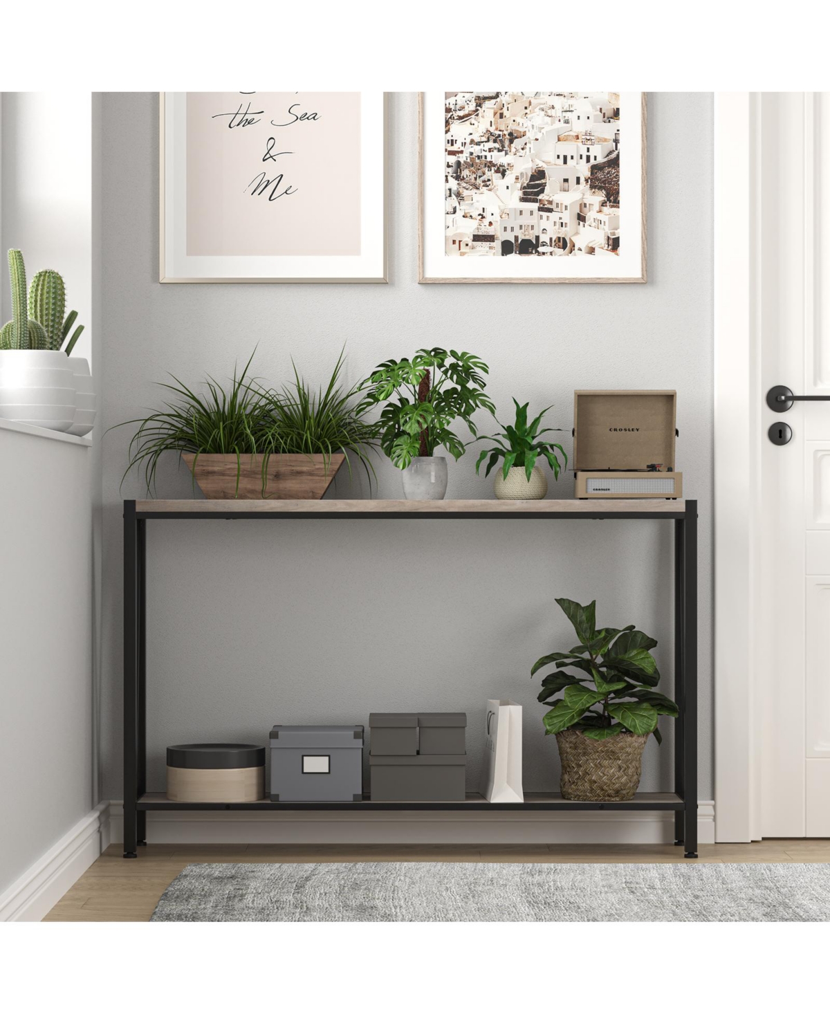 homfan 47.2" Console Table with Storage, 2-Tier Entryway Sofa Table for Living Room, Hallway, Office
