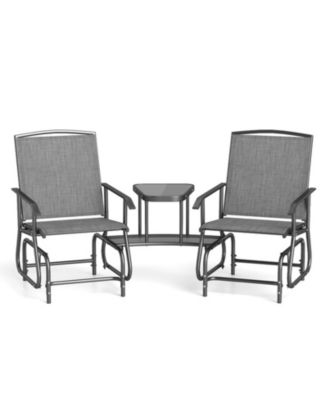2-Seater Outdoor Glider Bench with 2-Tier Center Table