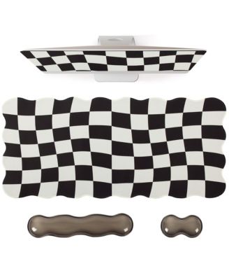Scalloped Gel Desk Mat, Keyboard Wrist Rest, and Mouse Wrist Rest, 3-Piece Set [Compatible with 65%-75% Keyboards]