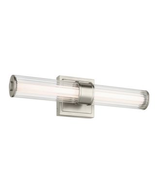 Laurene Brushed Nickel Bath Bar Small with Clear Fluted Glass