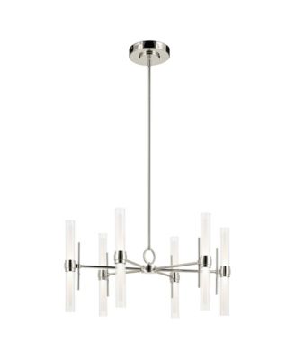 Riven 33 Inch LED 12 Light Chandelier with Clear Fluted Glass in PN