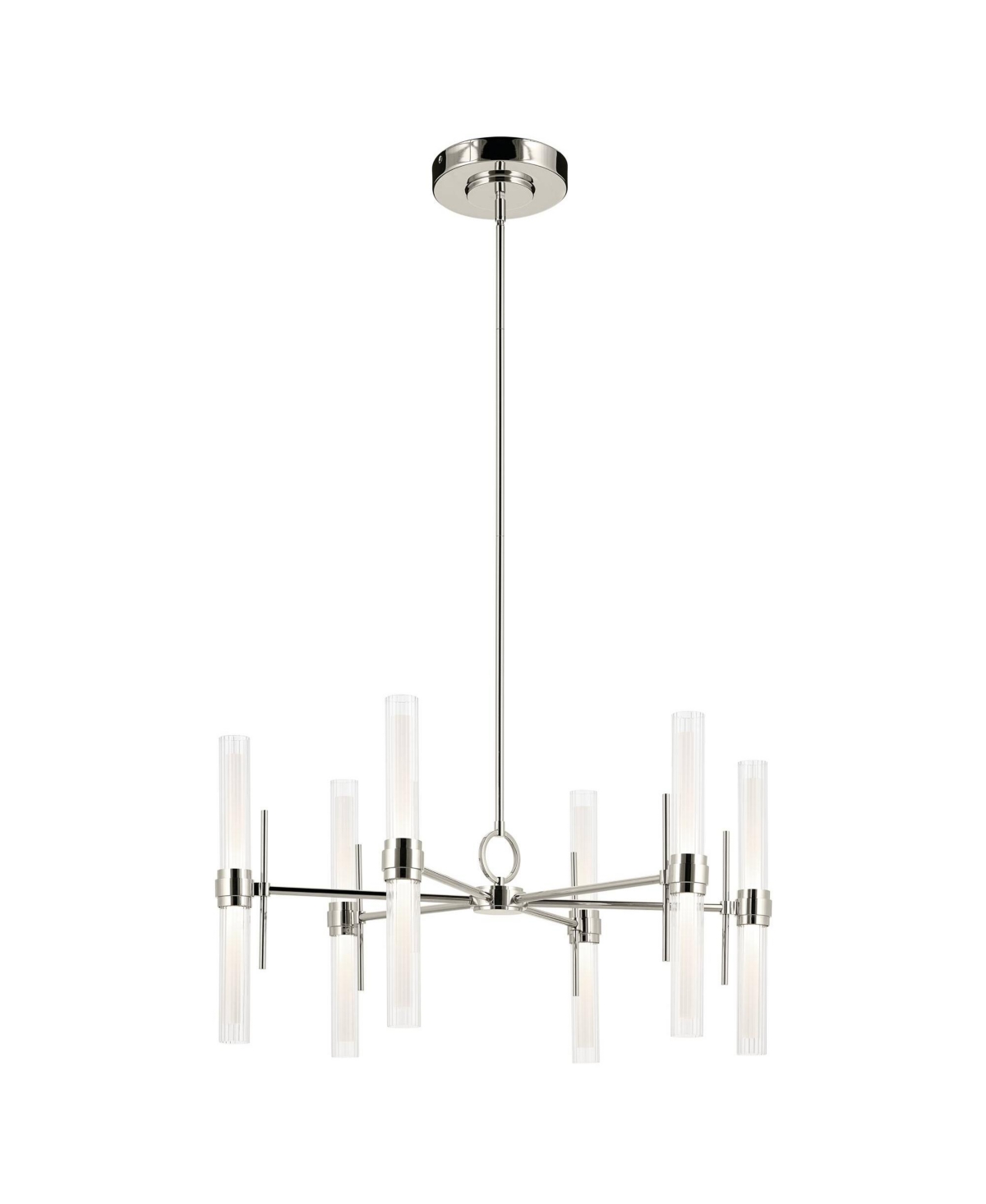 Kichler Riven 33 Inch Led 12 Light Chandelier with Clear Fluted Glass in Pn
