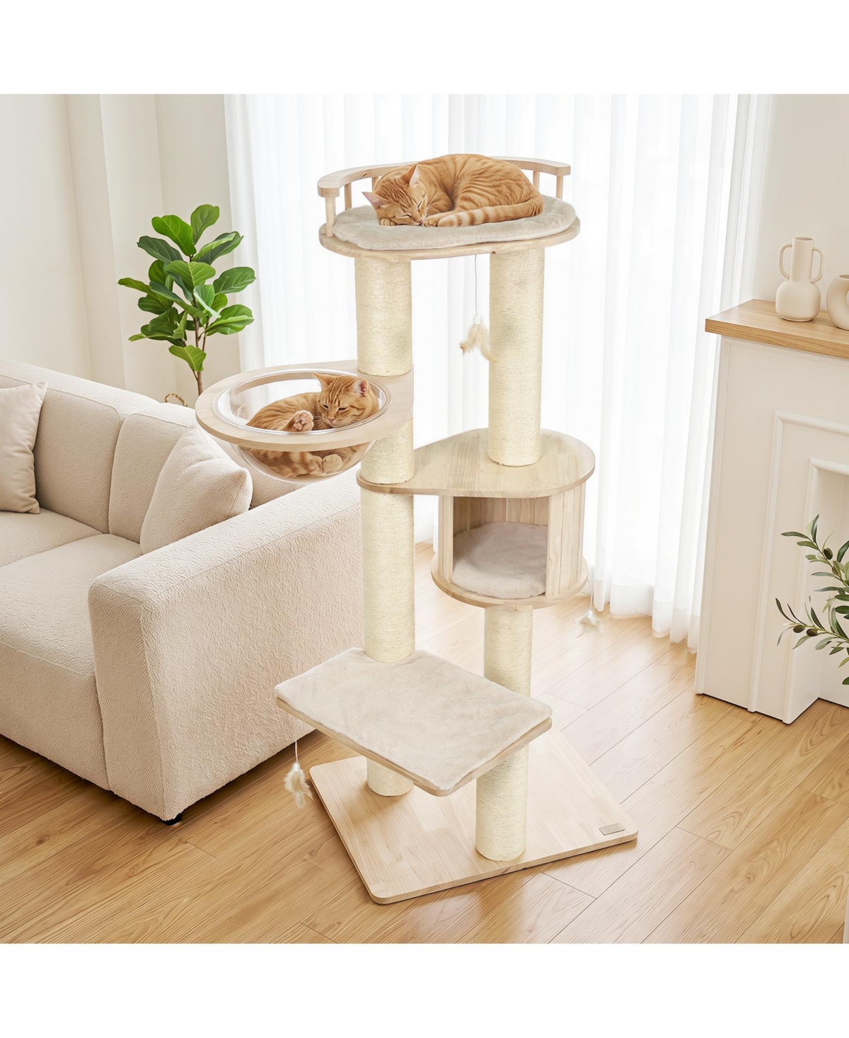 Gymax Cat Tree Multi-level Climbing Tower with Top Perch and Condo Space Capsule
