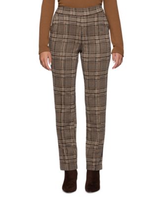 Women's Plaid Pull-On Straight-Leg Trouser
