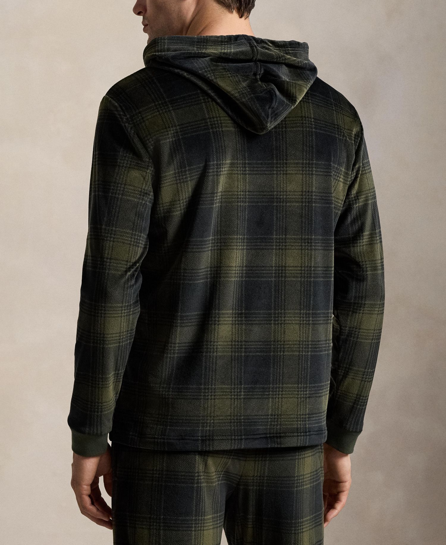 Men's Velour Long-Sleeve Hooded Pajama Hoodie