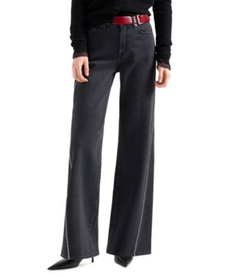 Women's Lotta High-Waisted Wide-Leg Studded Jeans