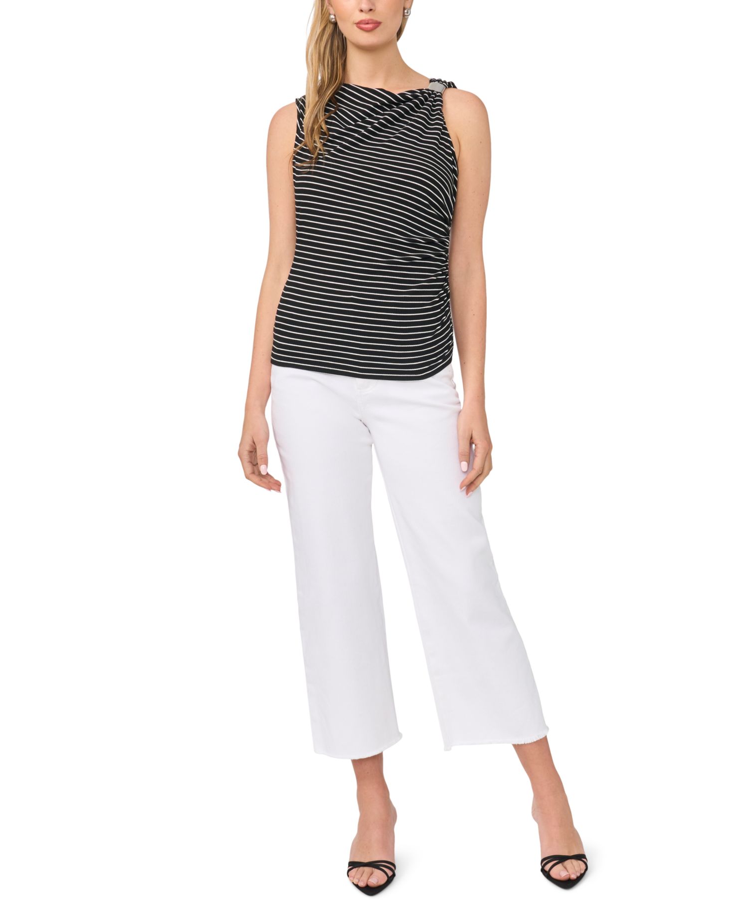 Women's Asymmetrical Ruched Cowl Neck Knit Top