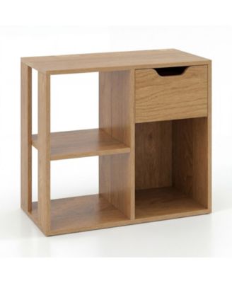 3-Cube 2-Tier Bookcase with Pull-Out Drawer and Open Tabletop