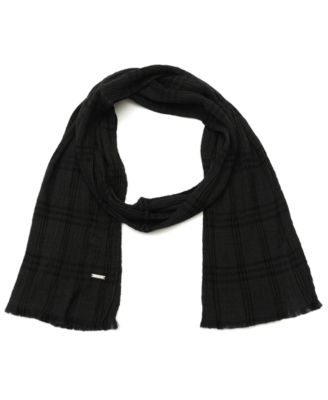 Crinkled Plaid Yarn Dye Wrap Scarf, 12" x 75"