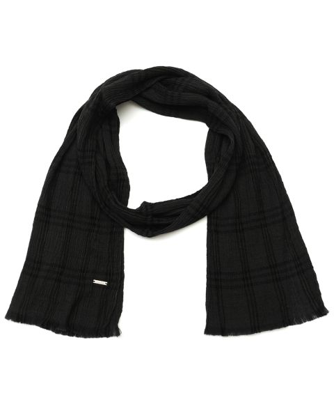 Мужской шарф Calvin Klein Crinkled Plaid Yarn Dye Wrap, 12" x 75", цвет: Графитовый меланжевый