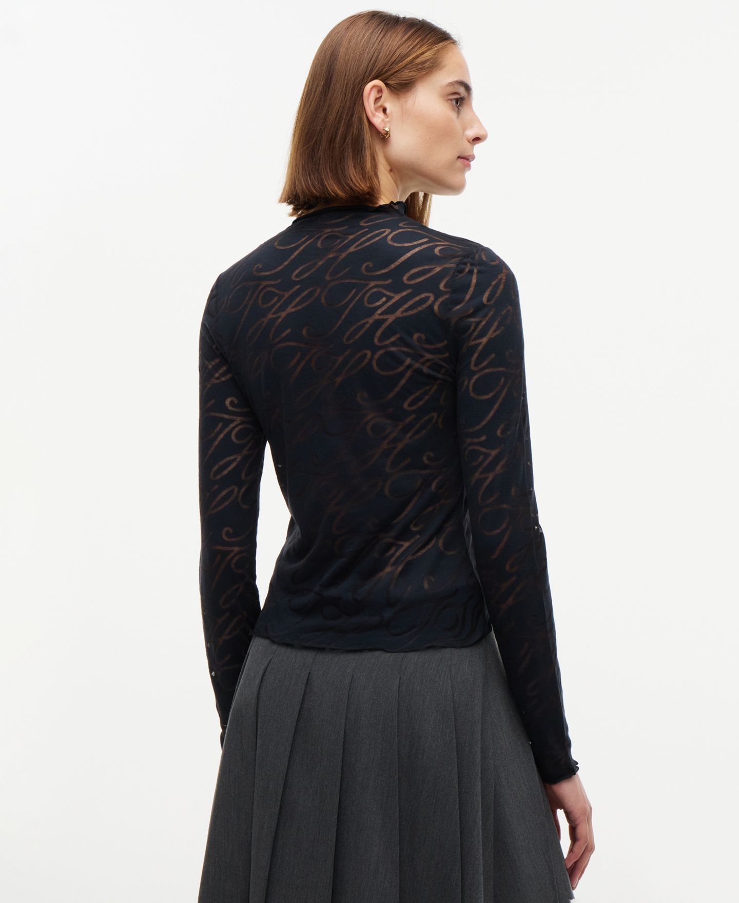 Женская футболка Tommy Hilfiger Burnout Mock Neck Long-Sleeve, цвет: Чёрный — фото 5