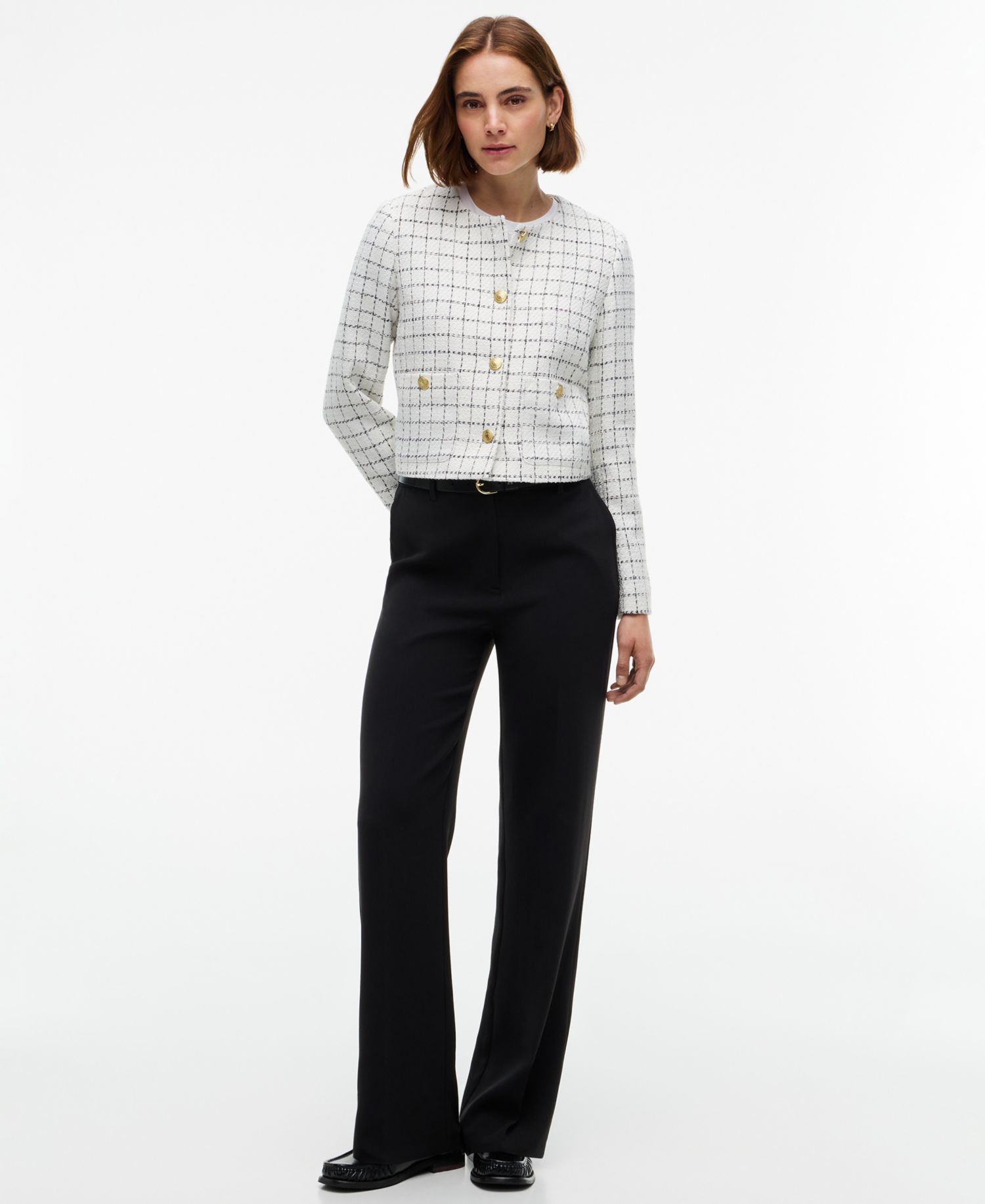Women's Festive Boucl&eacute; Lady Jack Plaid Cropped Jacket