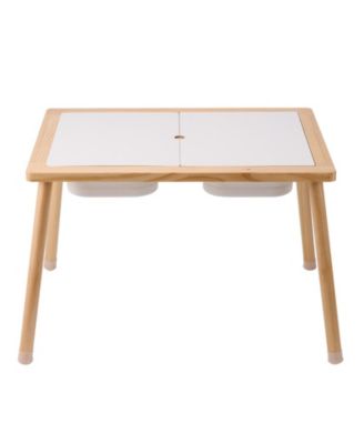 Wooden Sensory Table for Toddlers with Double-Sided Board, Sand Water Play and Storage Bins