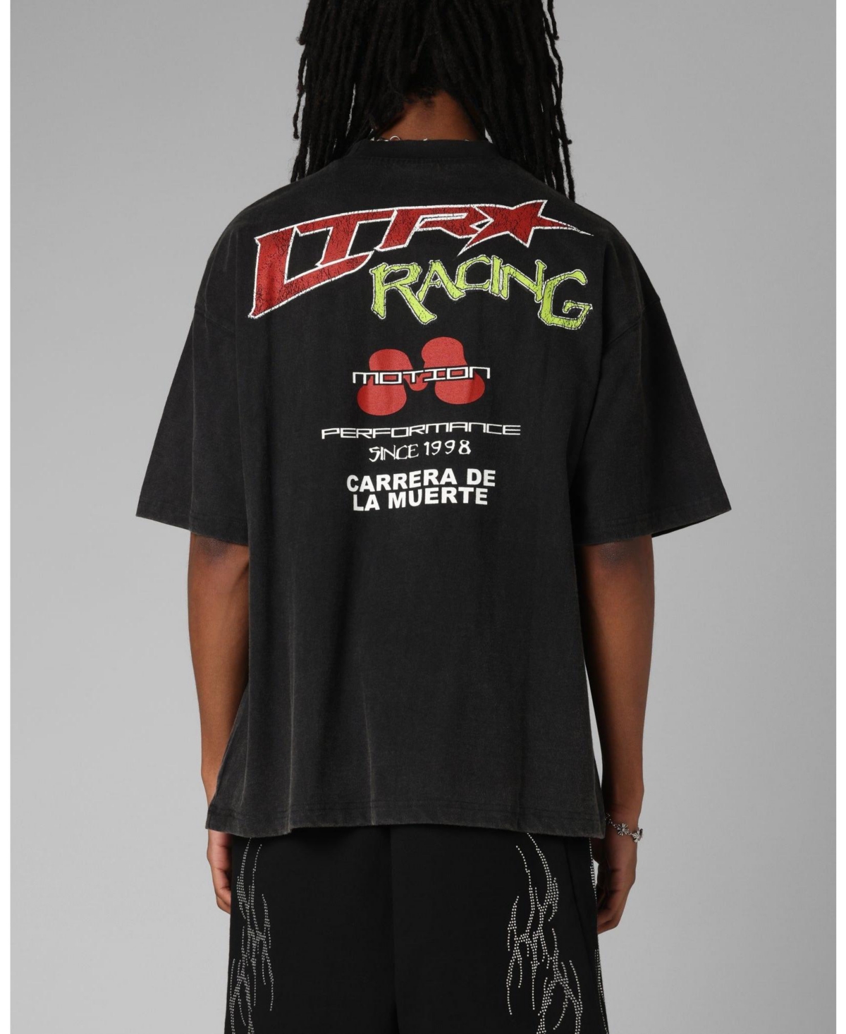 Loiter Men's Racing Oversized Graphic Faded-Wash T-Shirt
