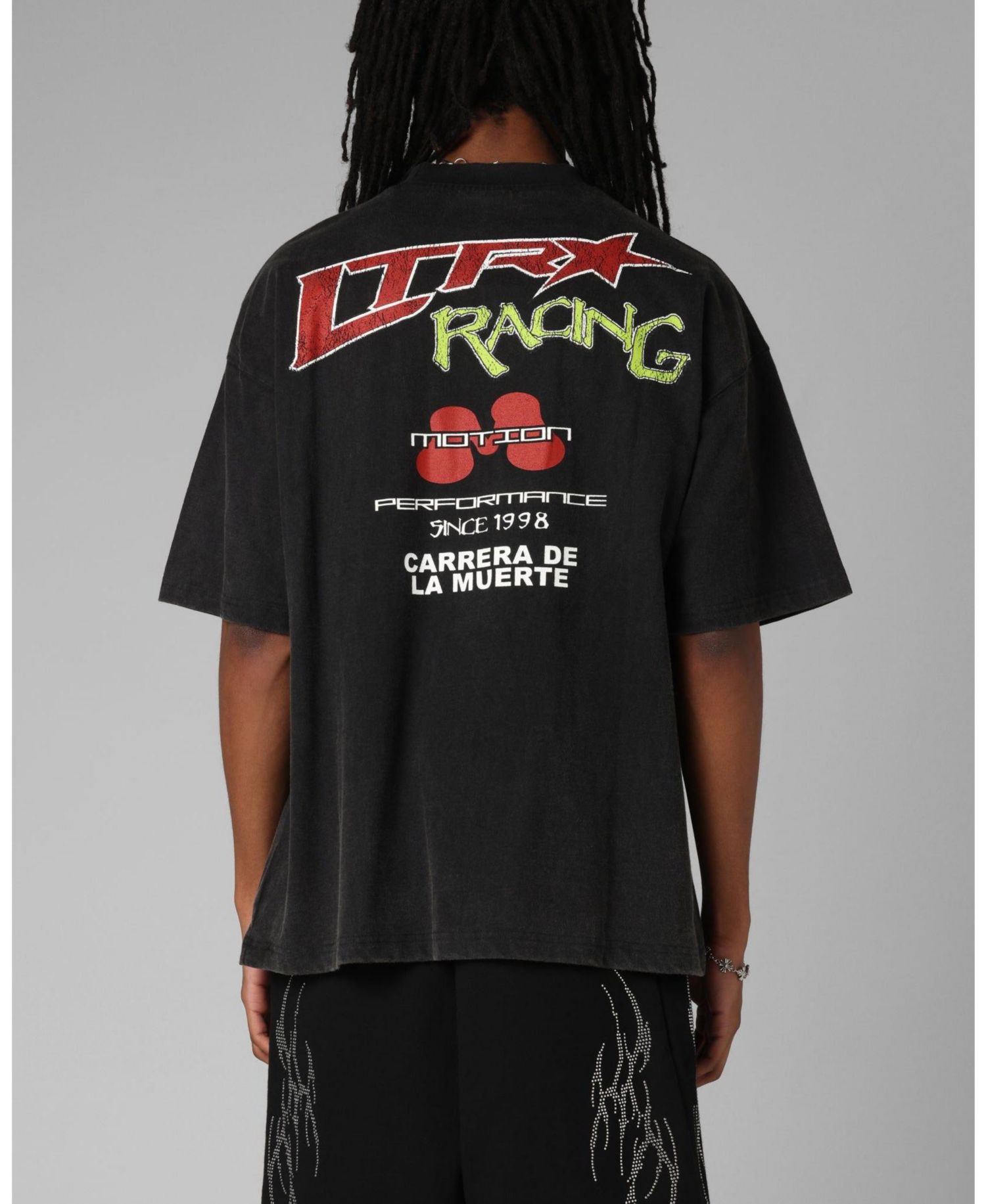 Men's Racing Oversized Graphic Faded-Wash T-Shirt