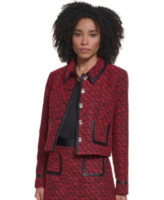Petite Cropped Woven Collared Jacket