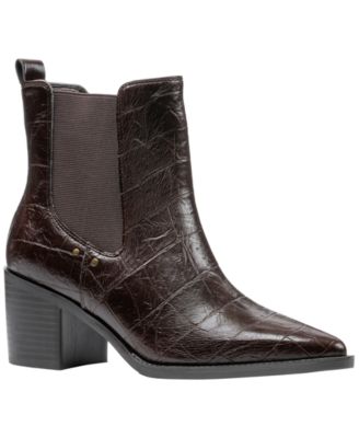 Women's Kodiak Croc-Embossed Pointed Toe Chelsea Booties