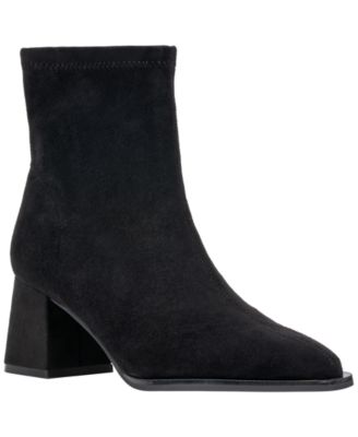 Women's Rolette Block-Heel Square-Toe Faux Suede Booties