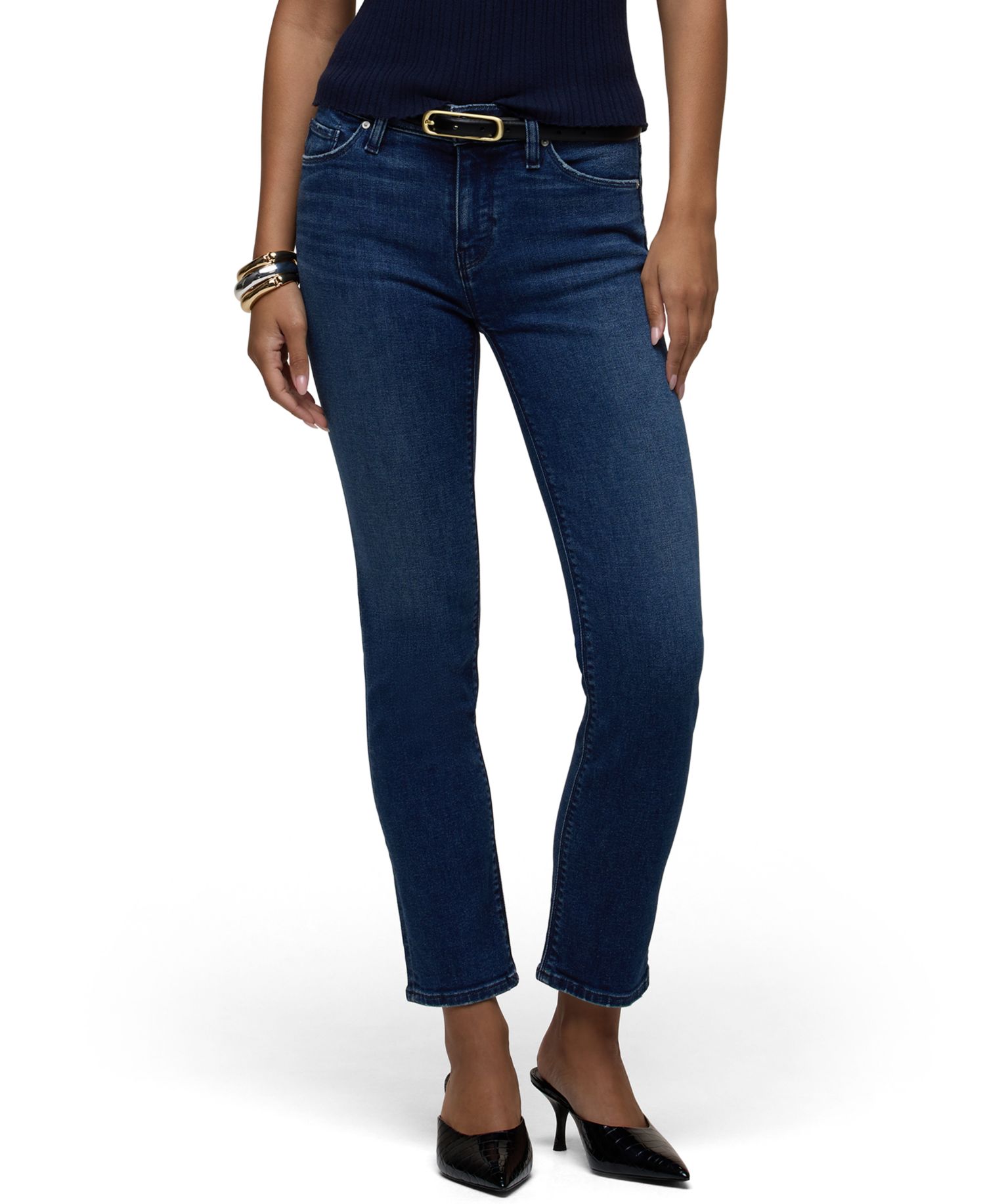 Women's Nico Mid-Rise Straight-Leg Medium-Wash Denim Jeans