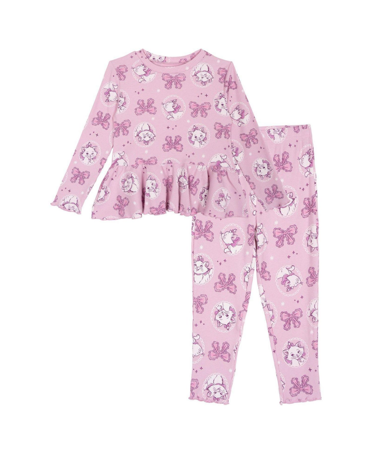 Marie Girls' Ribbed Long Sleeve Tee and Pants Set