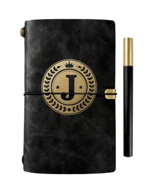 Personalized Travel Journal Faux Leather Refillable Sketchbook Planner with Wooden Pen