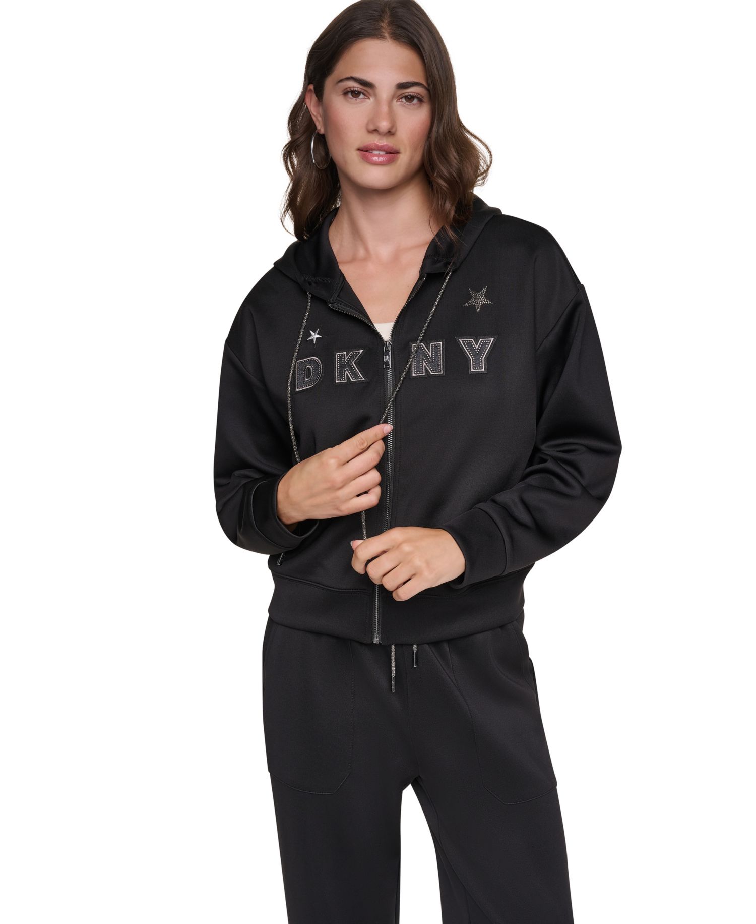 Women's Pins and Patches Full-Zip Hoodie Sweatshirt