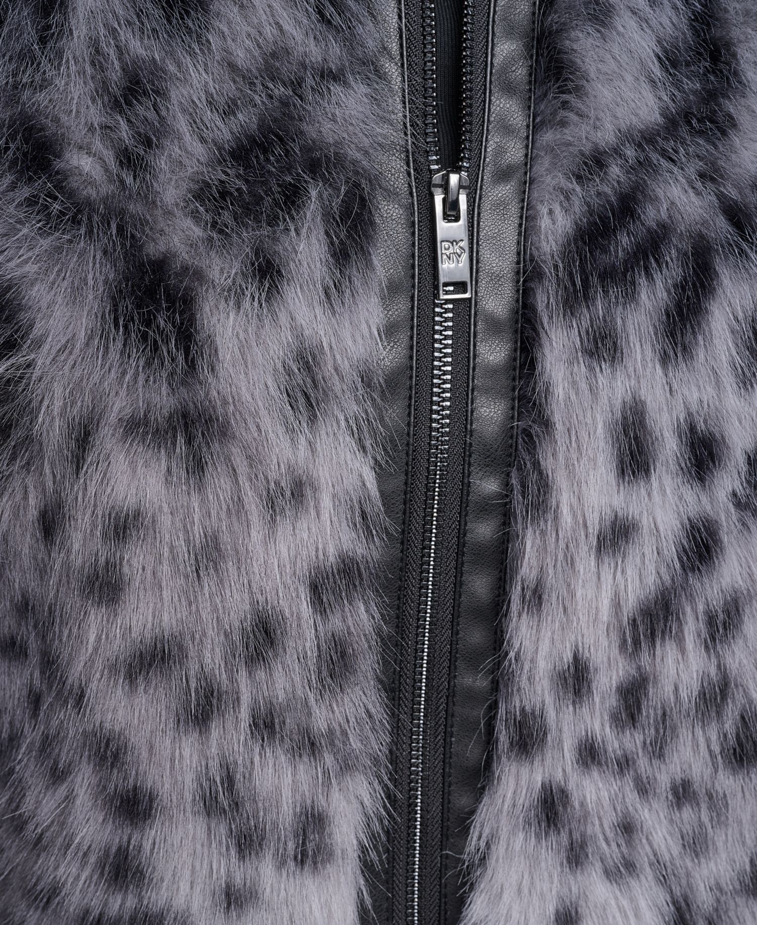 Women's Long-Sleeve Faux Fur Animal Print Jacket