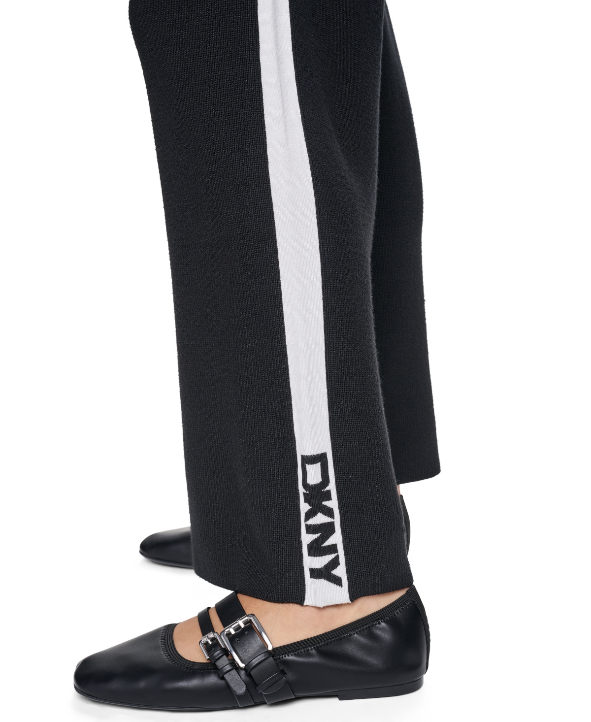 Dkny Women's Logo Stripe Wide-Leg Pull-On Sweater Pant