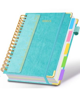 Hardcover Spiral Notebook 5 Subject College Ruled With Dividers Pen Loop