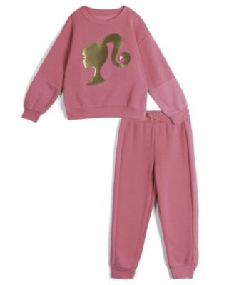 Toddler Girls' 2T-5T Long-Sleeve Dropped-Shoulder Fleece Sweatshirt and Joggers, 2-Piece Set