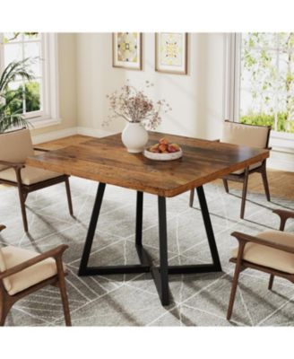 Square Dining Table for 4, 31.5" Industrial Dinner Table