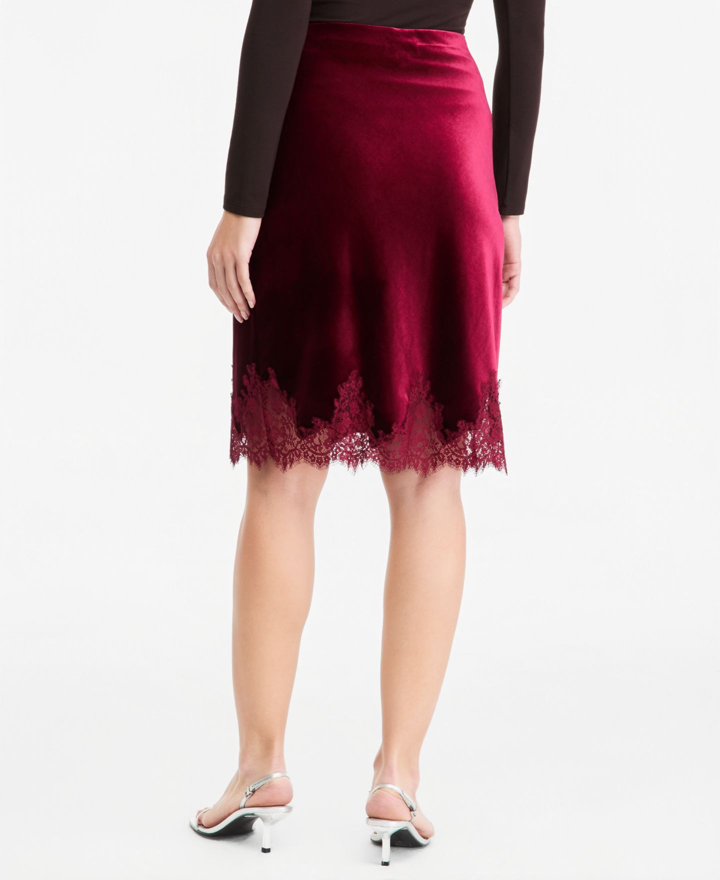 Женская юбка On 34th Velvet Lace-Trim Alt Length, цвет: Красный — фото 2