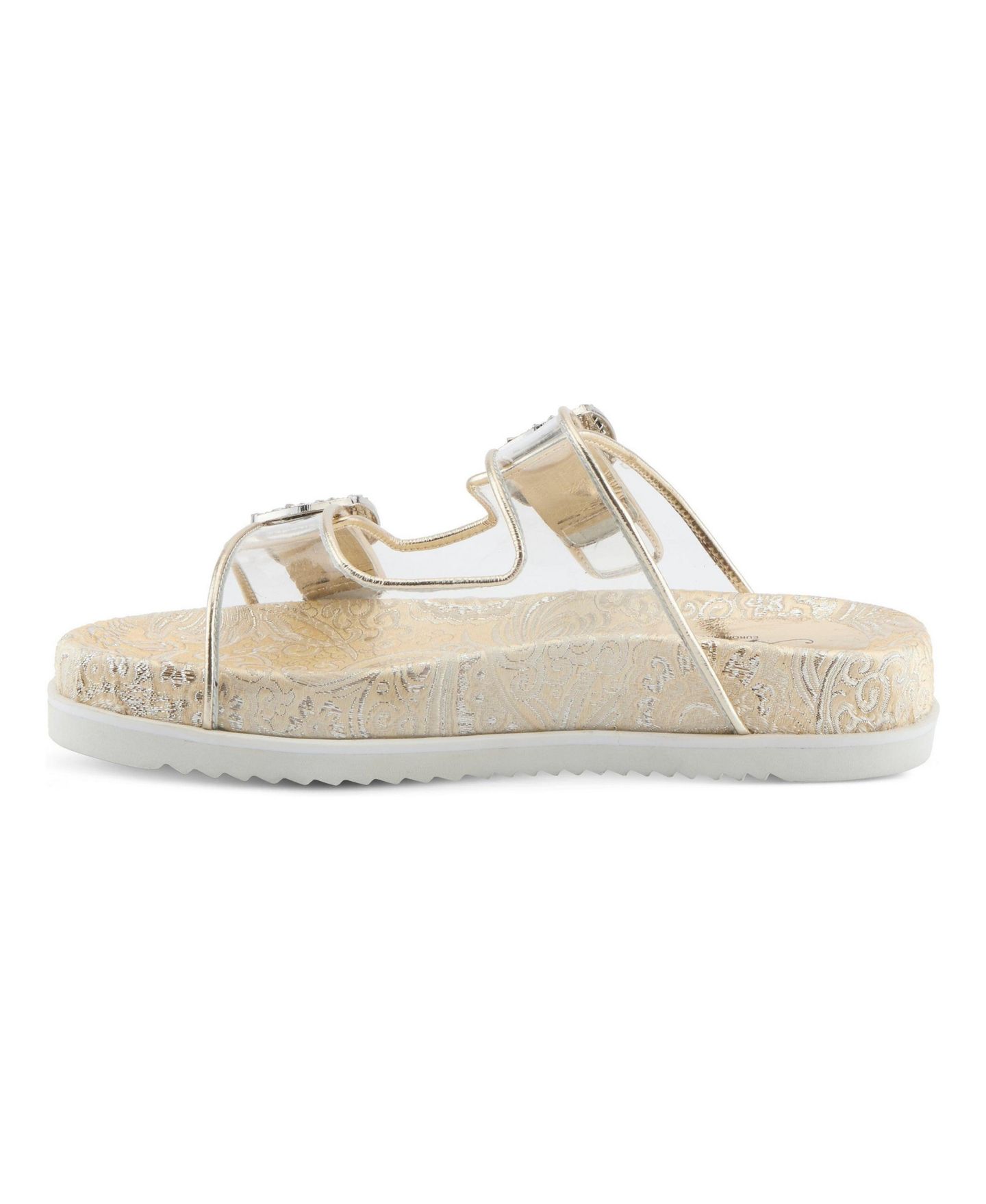 Женские сандалии Azura Slidemein Lucite Flatform with Buckle Closure, цвет: Золотой — фото 2