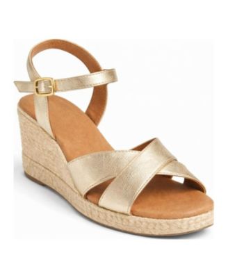 Women's Jimena Double Band Gold Wedge Espadrilles