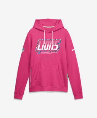 Men's Pink Detroit Lions 2026 NFL Cruical Catch Sideline Dri-Fit Pullover Hoodie
