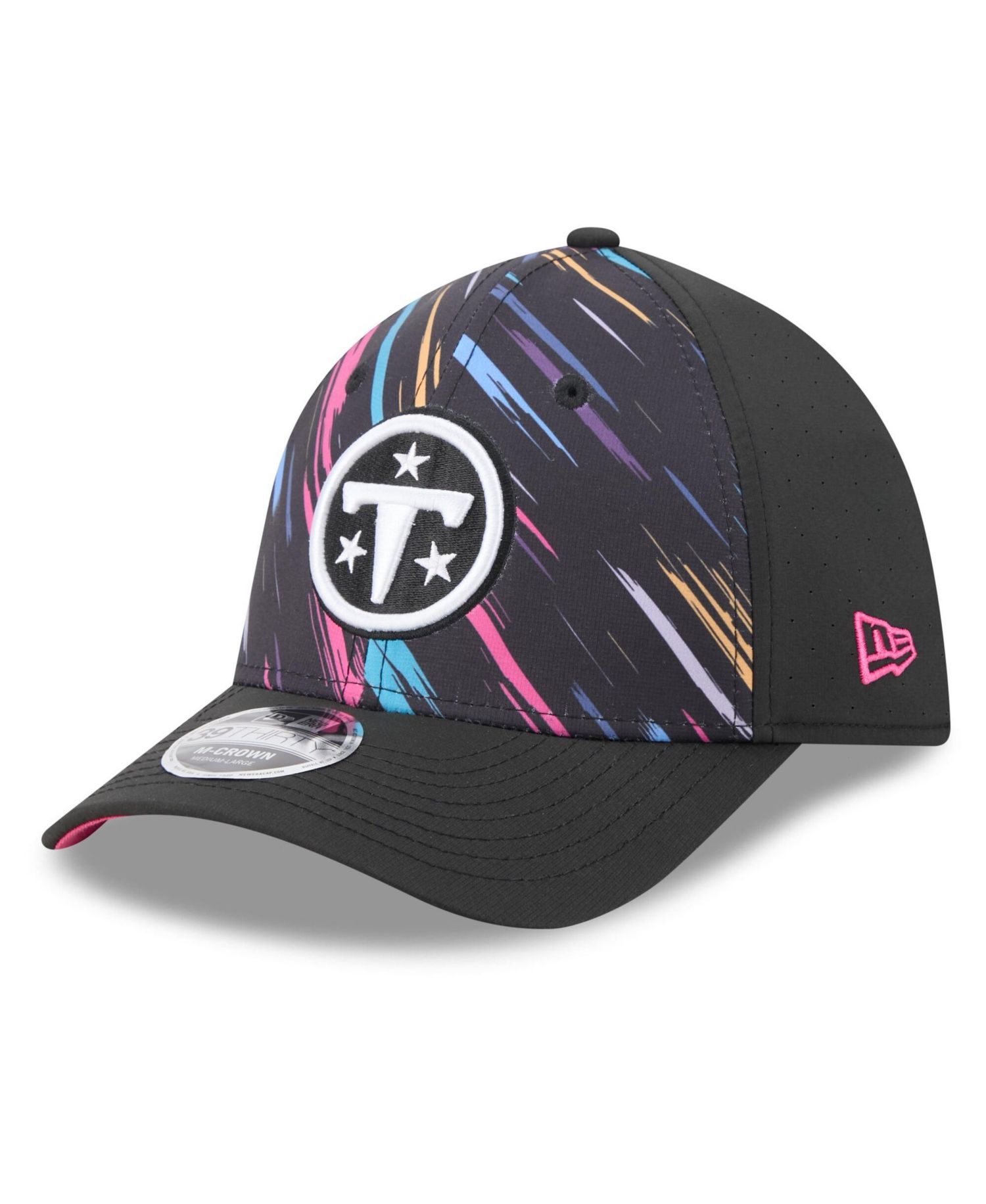 Men's Black Tennessee Titans 2026 NFL Cruical Catch 39THIRTY M-Crown Stretch Hat