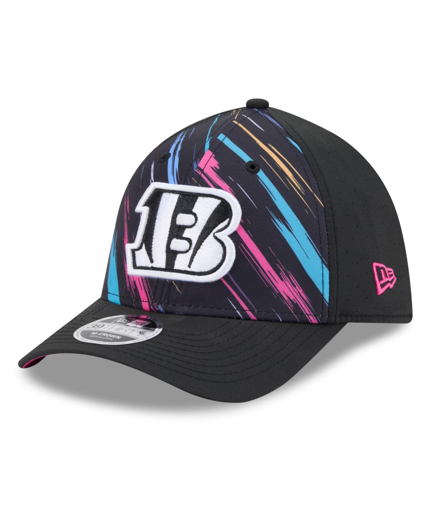 Men's Black Cincinnati Bengals 2026 NFL Cruical Catch 39THIRTY M-Crown Stretch Hat