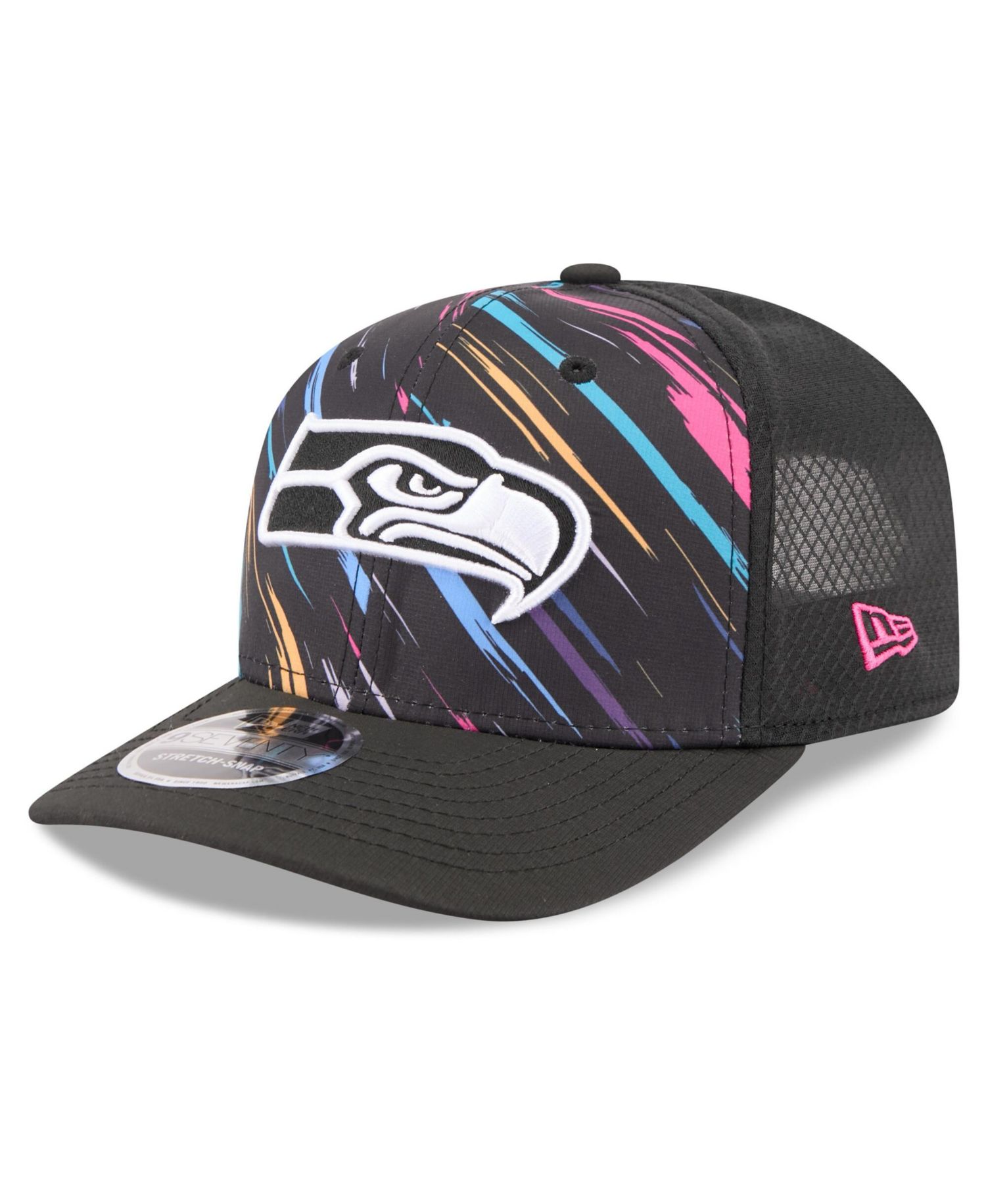 Men's Black Seattle Seahawks 2026 NFL Cruical Catch 9SEVENTY Adjustable Trucker Hat