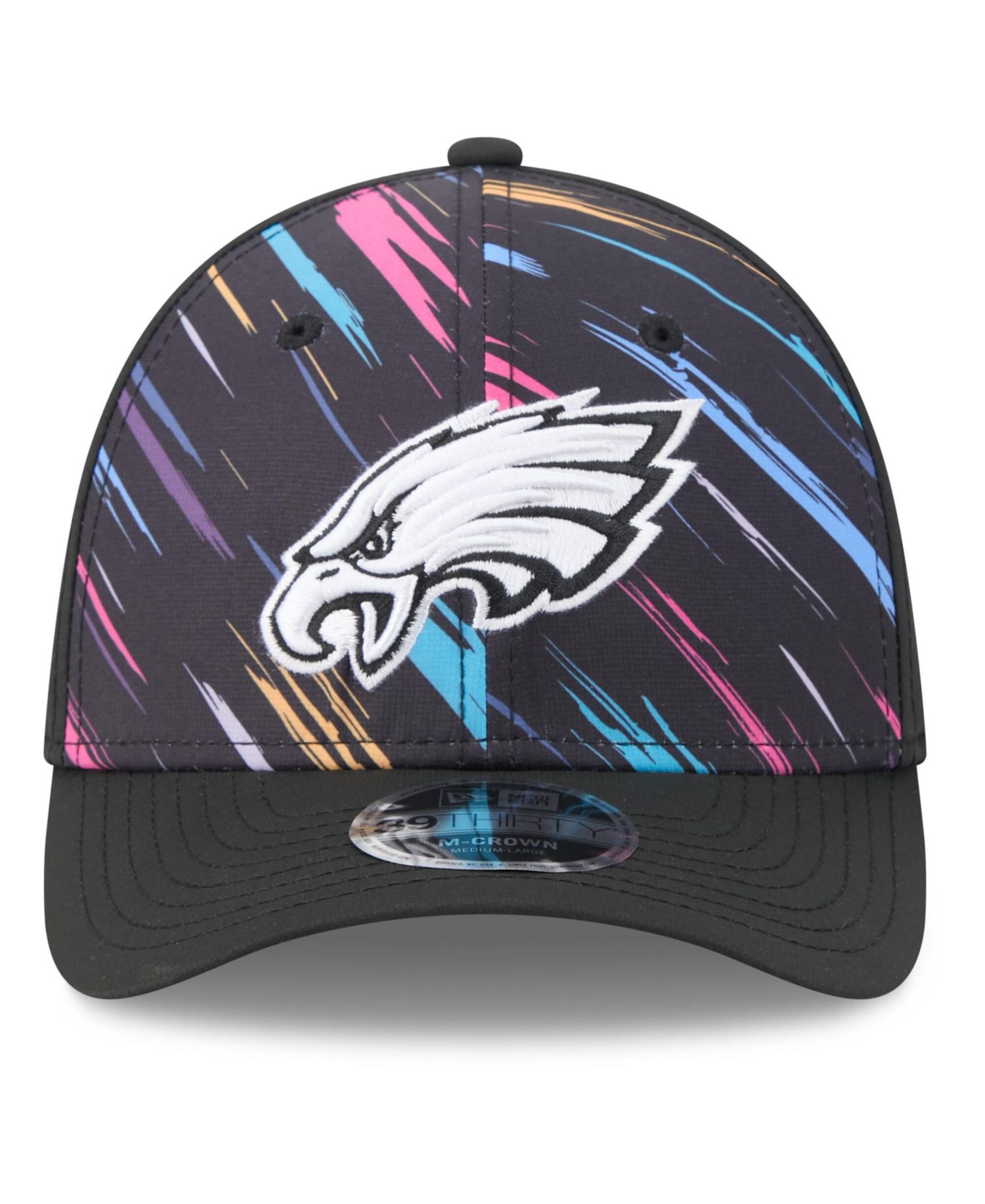 Men's Black Philadelphia Eagles 2026 NFL Cruical Catch 39THIRTY M-Crown Stretch Hat