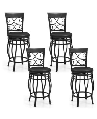Set of 4 Vintage Swivel Bar Stools 26" Bistro Upholstered Dining