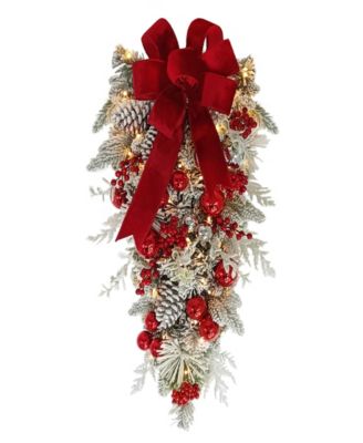 28" Pre-Lit Flocked Decorated Swag