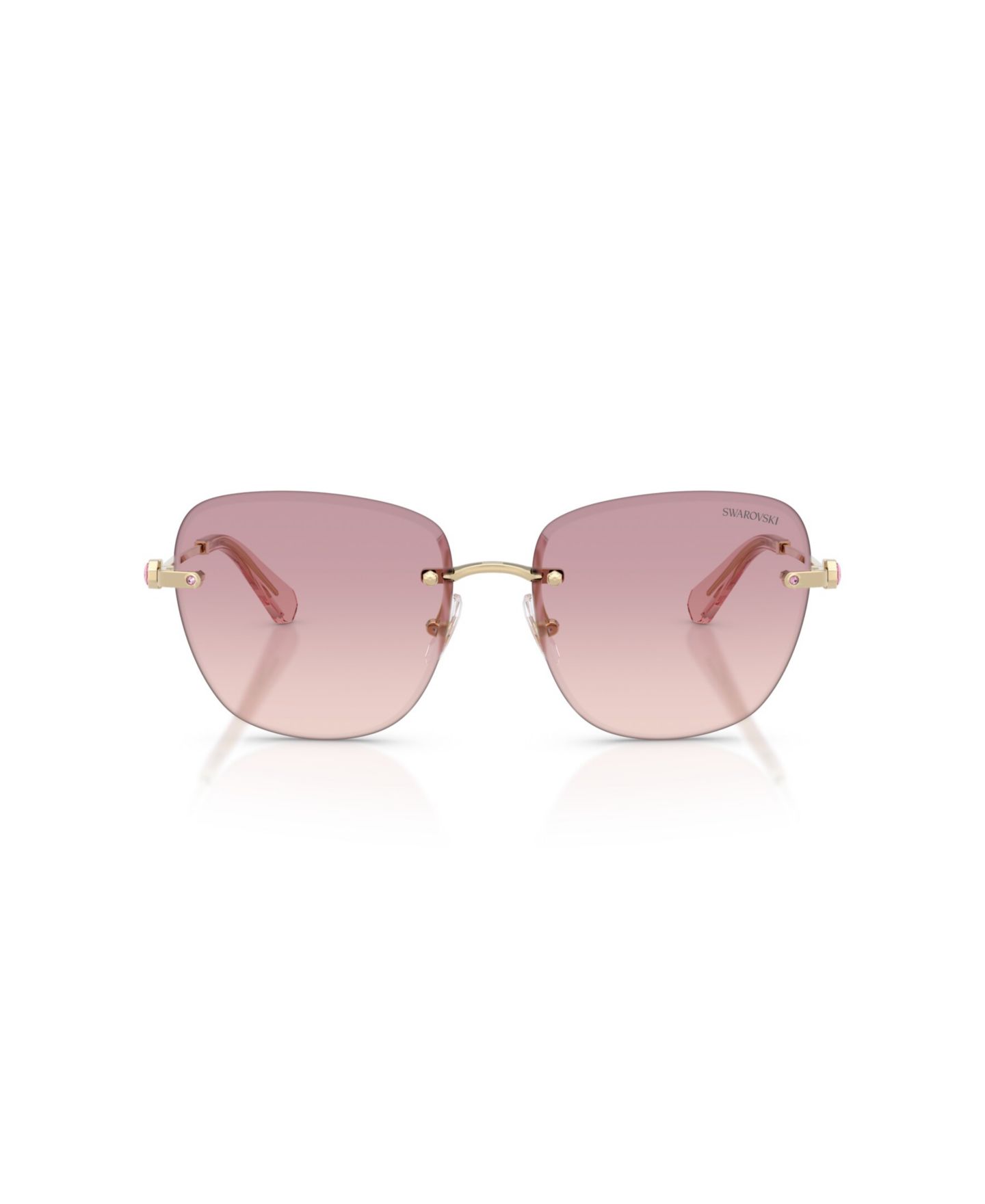 Женские солнцезащитные очки Swarovski Rimless Square Sunglasses SK7043, цвет: Бледный золотой — фото 2