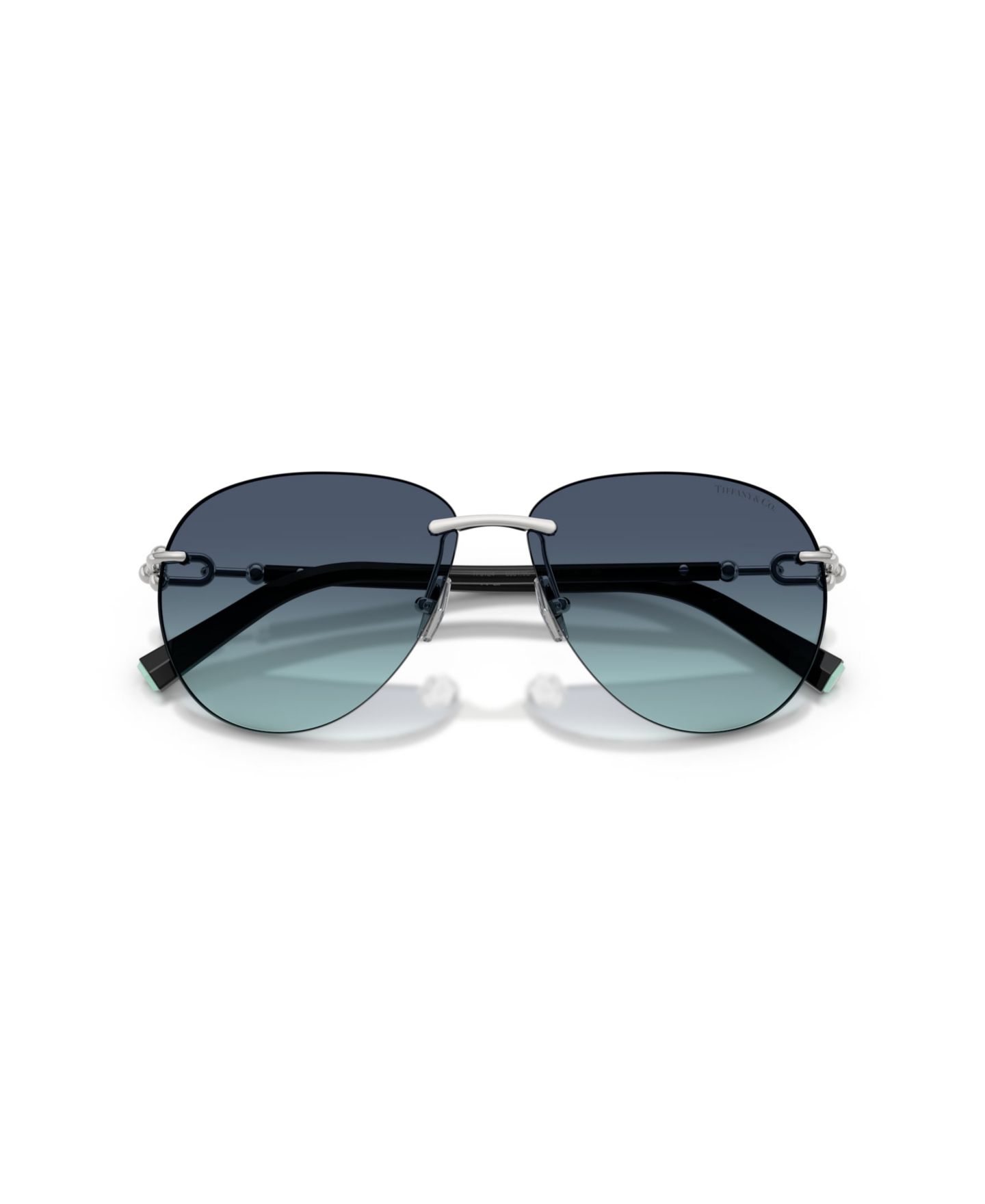 Женские солнцезащитные очки Tiffany & Co. Aviator Rimless Sunglasses TF3124, цвет: Серебряный — фото 5