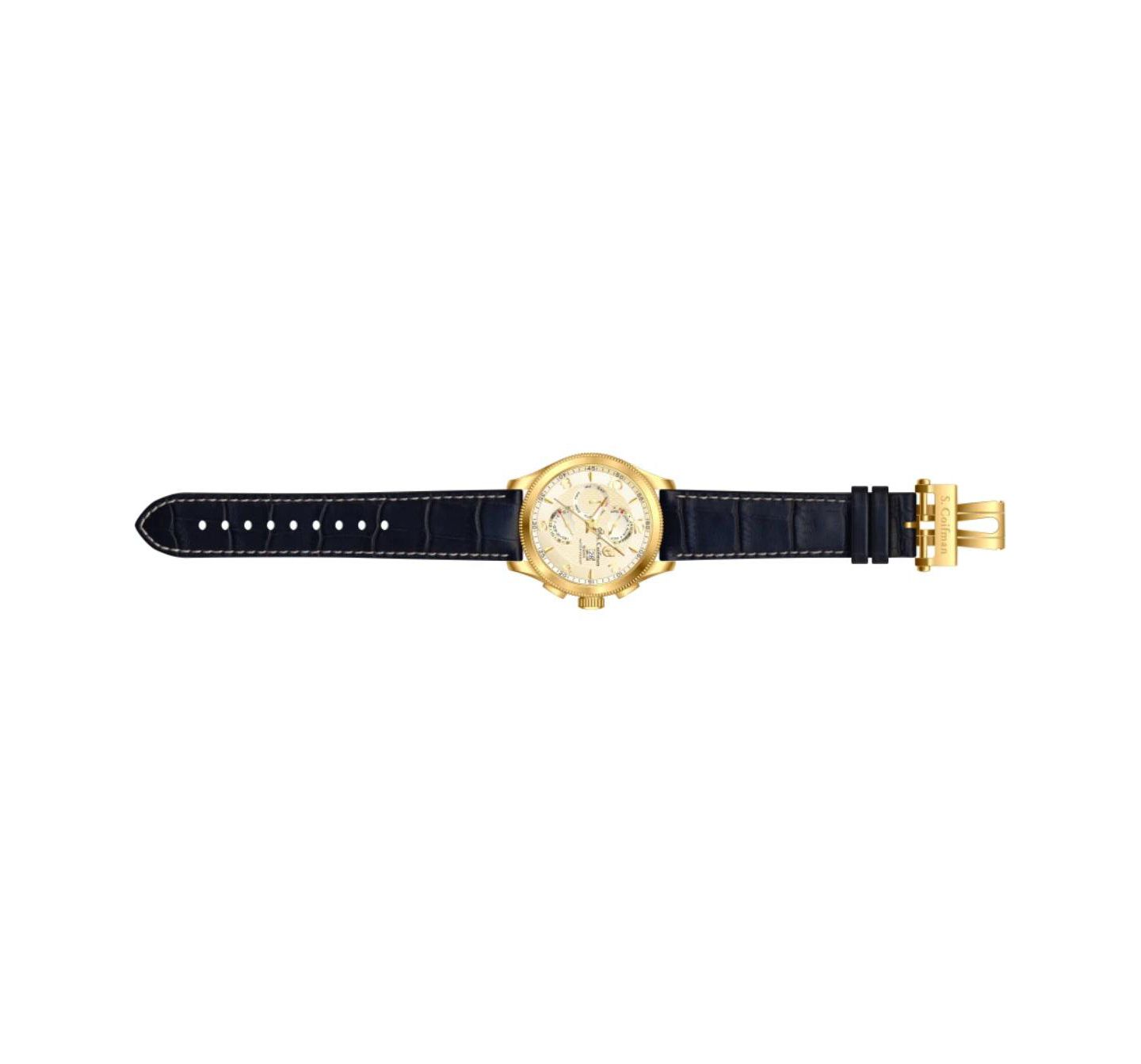 Мужские часы Invicta S.Coifman SC0107 Heritage Chronograph Leather Strap Watch, цвет: Чёрный — фото 3